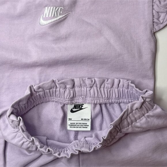 Nike‎ Baby Girls 2 Piece Purple Outfit Set 18M Ruffle Sleeve Top Shorts Athletic - Picture 3 of 5